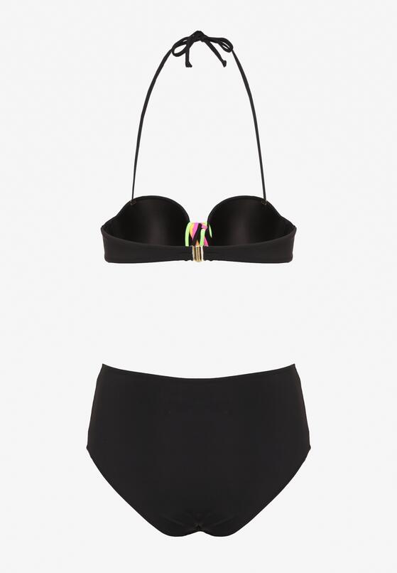 Czarne Bikini Biustonosz z Geometrycznym Wzorem Majtki Typu Figi Ulosalia 6