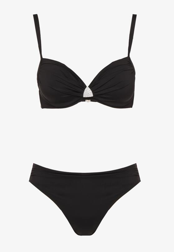 Czarne Bikini Biustonosz z Trójkątną Ozdobą i Majtki Typu Figi Natisalia 5