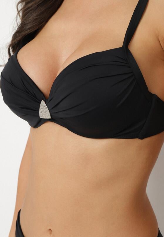 Czarne Bikini Biustonosz z Trójkątną Ozdobą i Majtki Typu Figi Natisalia 4