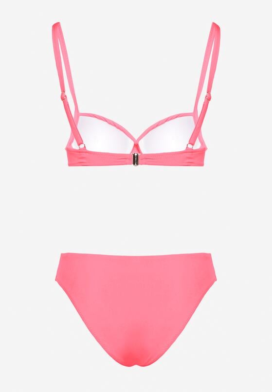 Różowe Bikini Biustonosz z Trójkątną Ozdobą i Majtki Typu Figi Natisalia 6