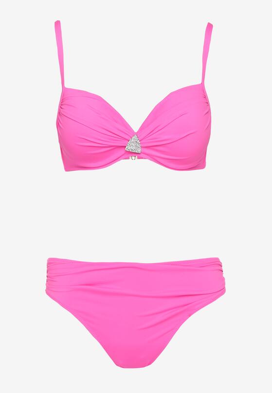 Fuksjowe Bikini Biustonosz z Trójkątną Ozdobą i Majtki Typu Figi Natisalia 5