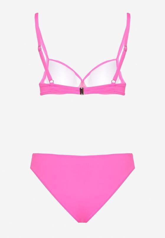 Fuksjowe Bikini Biustonosz z Trójkątną Ozdobą i Majtki Typu Figi Natisalia 6