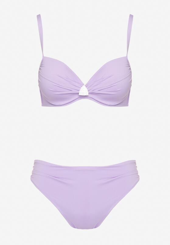Fioletowe Bikini Biustonosz z Trójkątną Ozdobą i Majtki Typu Figi Natisalia 5