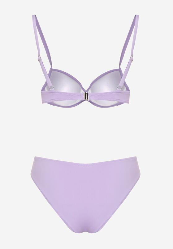 Fioletowe Bikini Biustonosz z Trójkątną Ozdobą i Majtki Typu Figi Natisalia 6