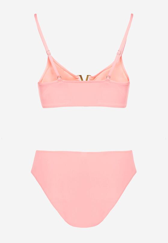 Różowe Bikini Biustonosz z Metaliczną Ozdobą i Majtki Figi Kinirela 6