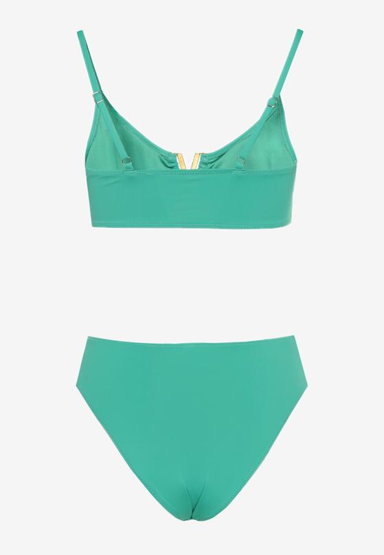 Ciemnozielone Bikini Biustonosz z Metaliczną Ozdobą i Majtki Figi Kinirela 6