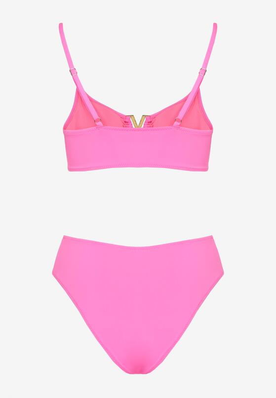 Fuksjowe Bikini Biustonosz z Metaliczną Ozdobą i Majtki Figi Kinirela 6