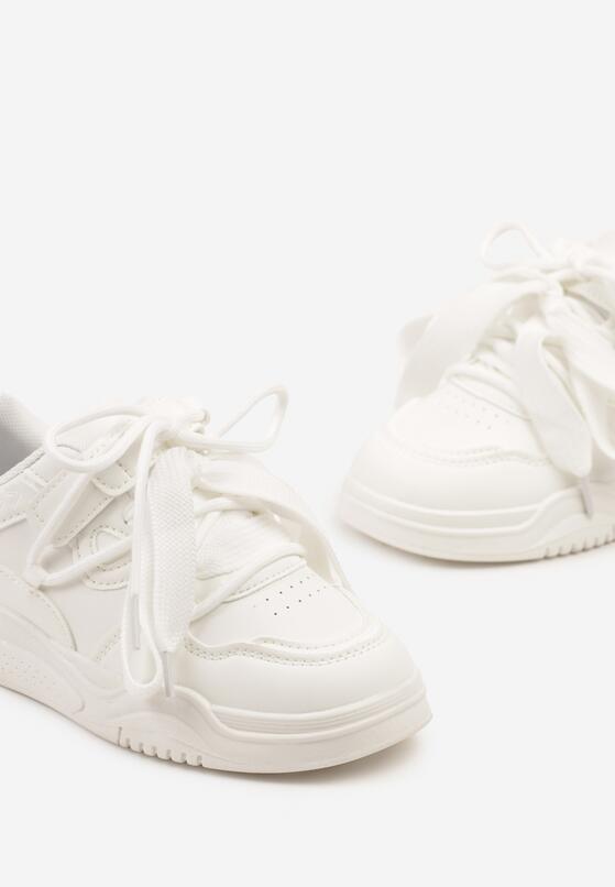 Białe Buty Sportowe Sneakersy z Perforacją i Geometrycznym Motywem Redavine 3