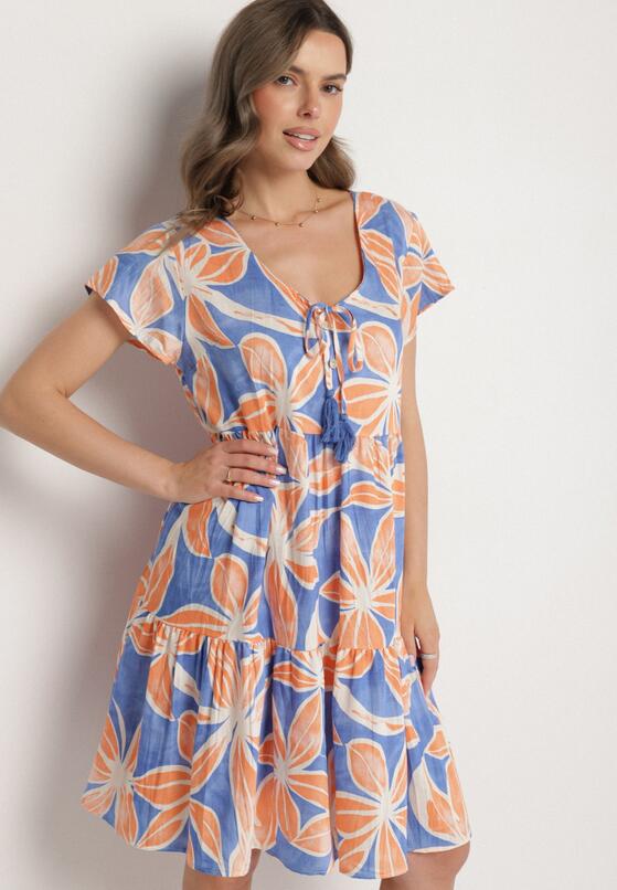 Rochie Albastră cu portocaliu 1