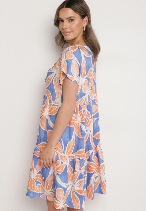 Rochie Albastră cu portocaliu 3