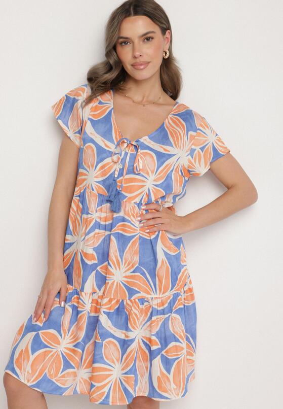 Rochie Albastră cu portocaliu 4