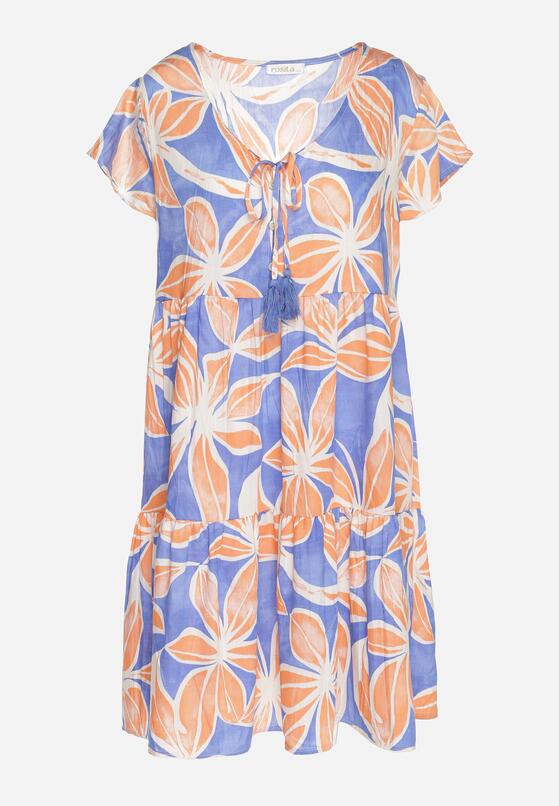 Rochie Albastră cu portocaliu 6
