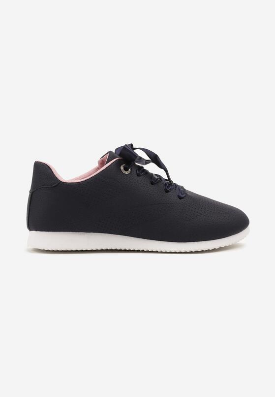 Granatowo-Różowe Sneakersy Półbuty Ozdobione Wstążką Filarissa 4