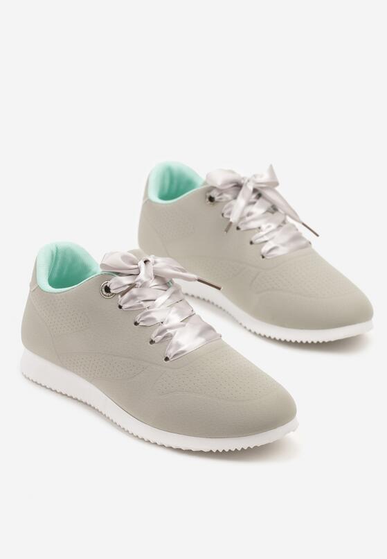 Szaro-Niebieskie Sneakersy Półbuty Ozdobione Wstążką Filarissa 5
