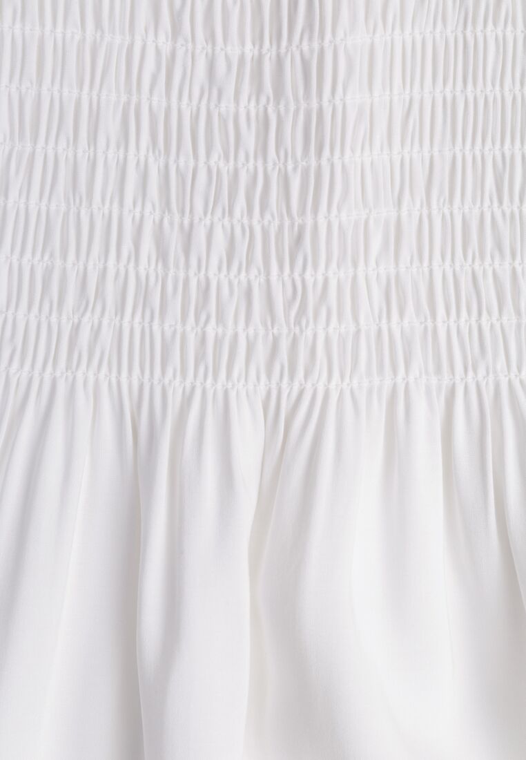 Biała Bawełniana Sukienka z Elastyczną Górą i Wiązanymi Ramiączkami Tolimea 8