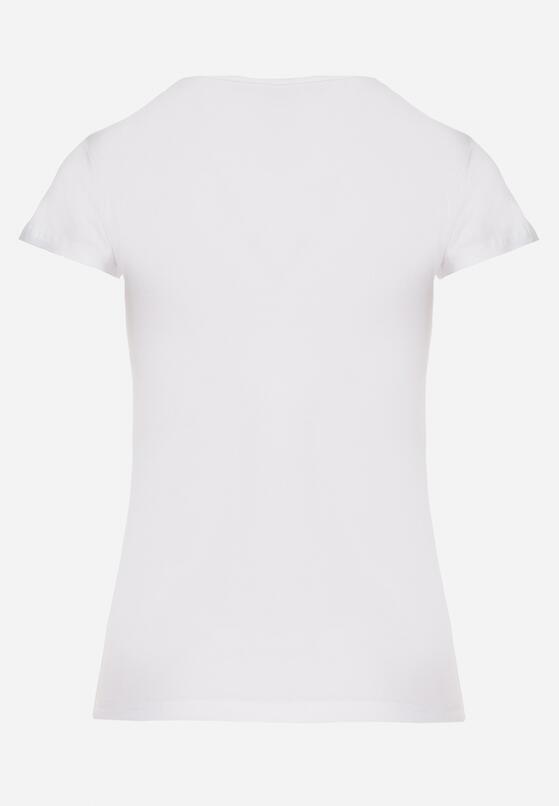 Biały T-shirt z Bawełny o Prostym Kroju z Dekoltem w Serek Fevireena 7