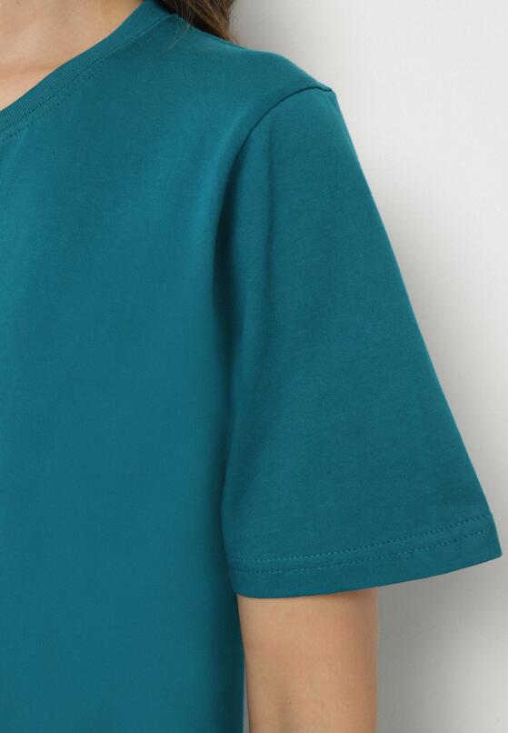 Ciemnozielony Bawełniany Klasyczny T-shirt Fevarene 5