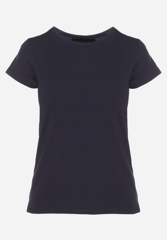 Granatowy Bawełniany Klasyczny T-shirt Lunolia 6