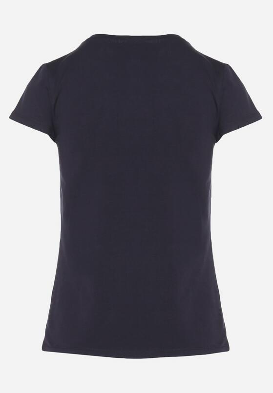 Granatowy Bawełniany Klasyczny T-shirt Lunolia 7