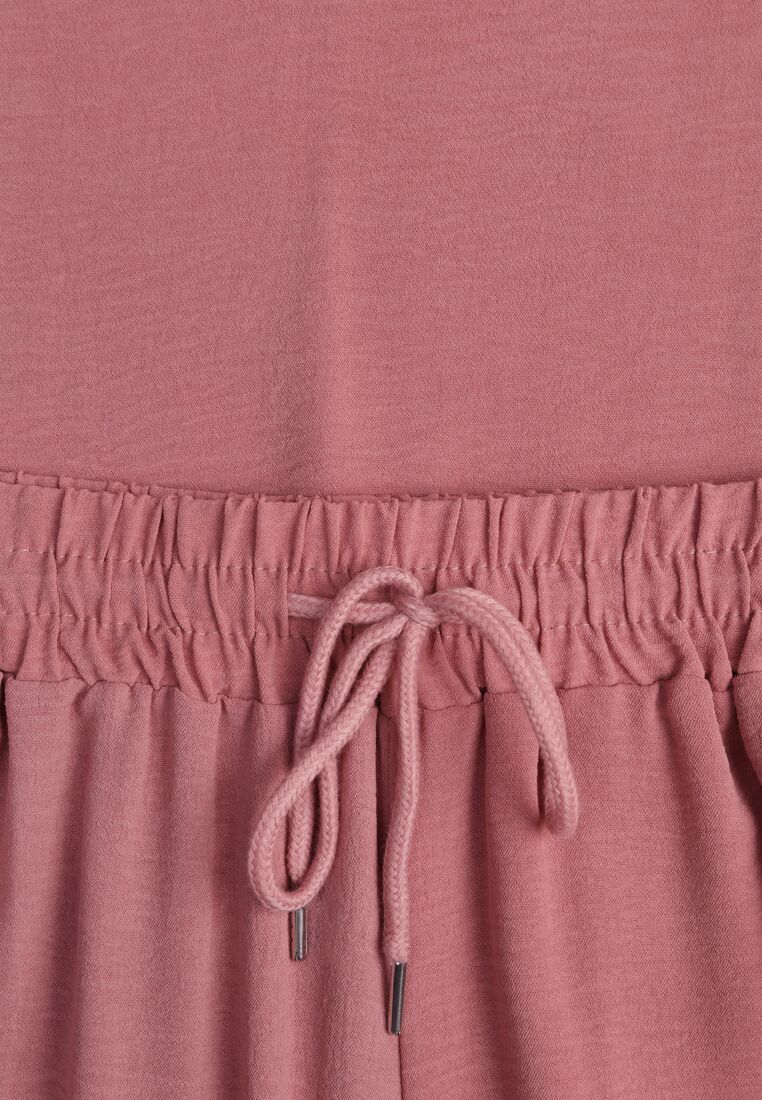 Ciemnoróżowy Komplet z Wiskozą Koszulka z Krótkim Rękawem i Luźne Spodnie na Gumce z Kieszniami Efraline 8