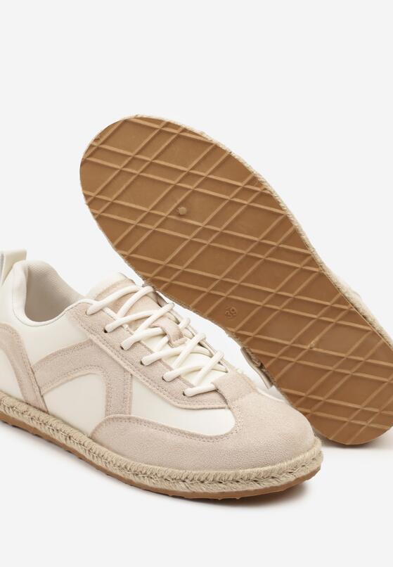 Beżowe Sneakersy w Stylu Klasycznych Tenisówek z Plecioną Podeszwą Fevanelle 6