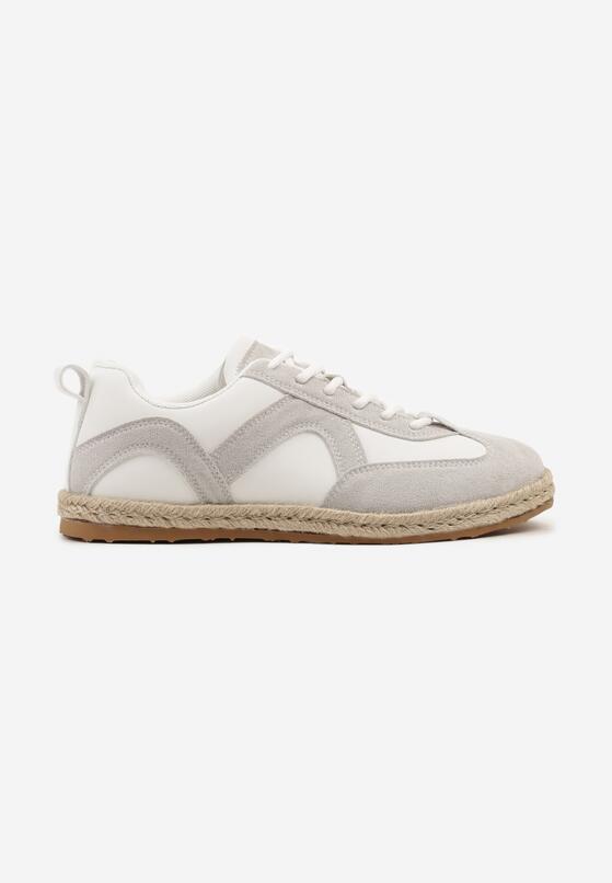 Biało-Szare Sneakersy w Stylu Klasycznych Tenisówek z Plecioną Podeszwą Fevanelle 4