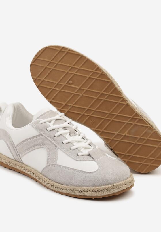 Biało-Szare Sneakersy w Stylu Klasycznych Tenisówek z Plecioną Podeszwą Fevanelle 6