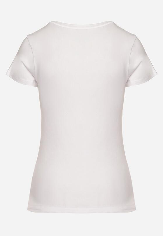 Biały Bawełniany T-shirt z Ozdobnym Nadrukiem Zaromira 7