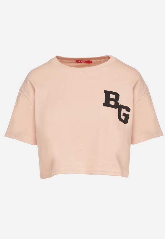 Ciemnoróżowy Bawełniany T-shirt Oversize o Krótkim Kroju Zariona 6