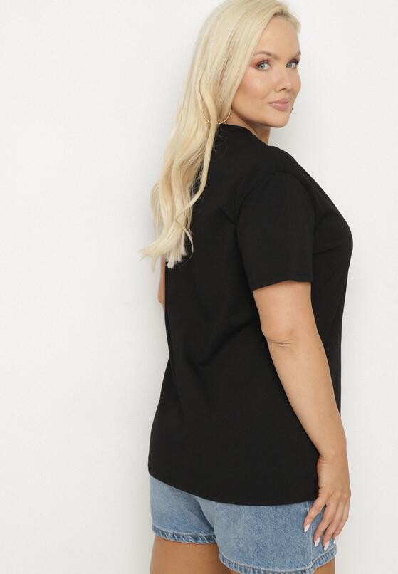 Czarny Bawełniany T-shirt Ozdobiony Sercem Tolianee 3