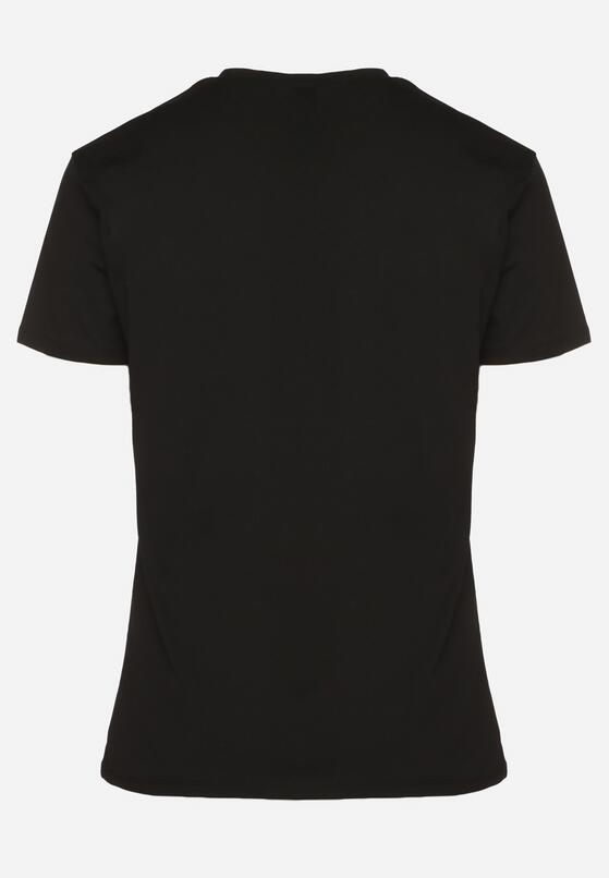 Czarny Bawełniany T-shirt Ozdobiony Sercem Tolianee 7
