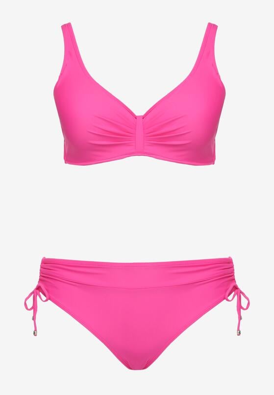 Fuksjowe Bikini Biustonosz z Marszczeniem i Majtki Figi ze Ściągaczami Sarimine 5