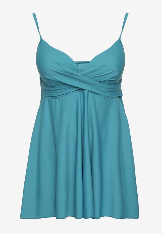 Zielone Bikini Top o Rozkloszowanym Kroju i Majtki Figi ze Ściągaczem Folarune 5