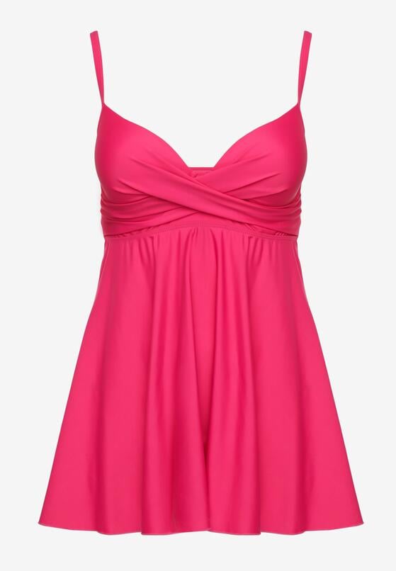 Różowe Bikini Top o Rozkloszowanym Kroju i Majtki Figi ze Ściągaczem Folarune 1