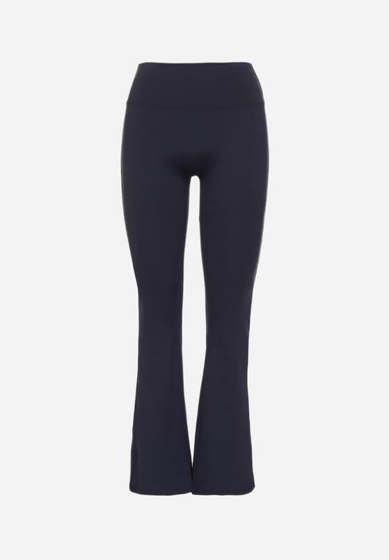 Granatowe Legginsy Typu Dzwony z Wysokim Stanem Orralise 6