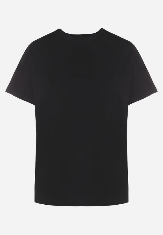 Czarny T-shirt z Bawełny Ozdobiony Naszywką Firolee 7
