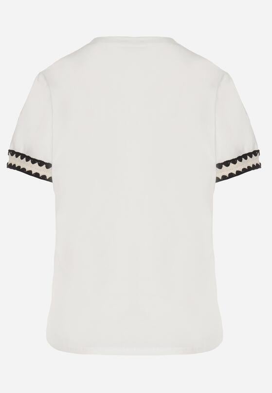 Biały T-shirt z Bawełny Ozdobiony Sercem Firiane 7