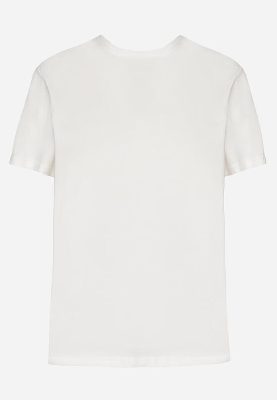 Biały T-shirt z Bawełny Ozdobiony Naszywką Firolee 7