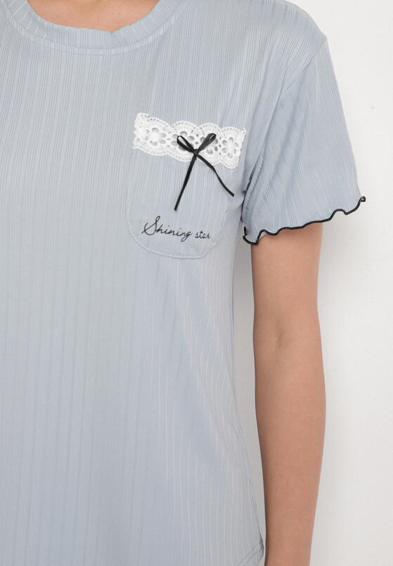 Jasnoszary Komplet Piżamowy T-shirt i Spodnie Milarunea 4