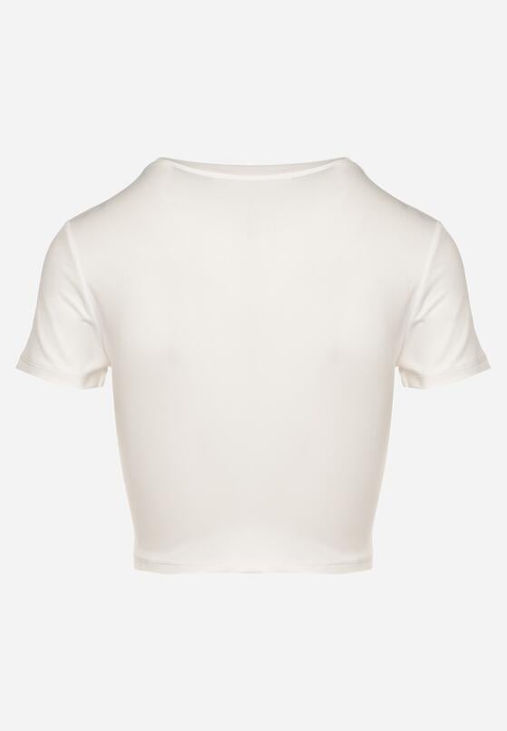 Biały T-shirt z Wiskozą o Dopasowanym Kroju Typu Crop Top Folirra 7