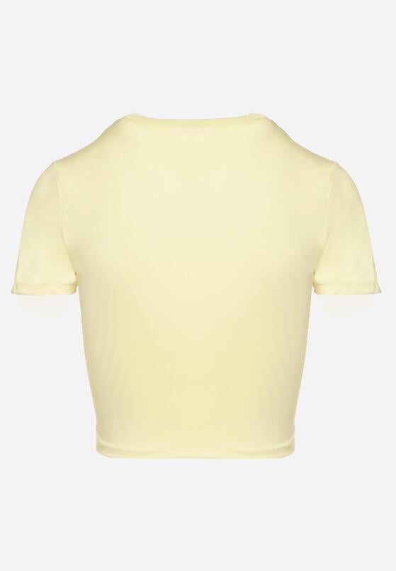 Żółty T-shirt z Wiskozą o Dopasowanym Kroju Typu Crop Top Folirra 7