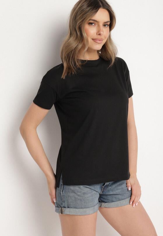 Czarny Klasyczny T-shirt Oversize z Bawełny Zivassa 1