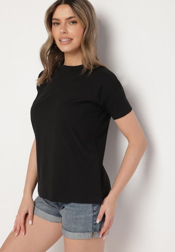 Czarny Klasyczny T-shirt Oversize z Bawełny Zivassa 2