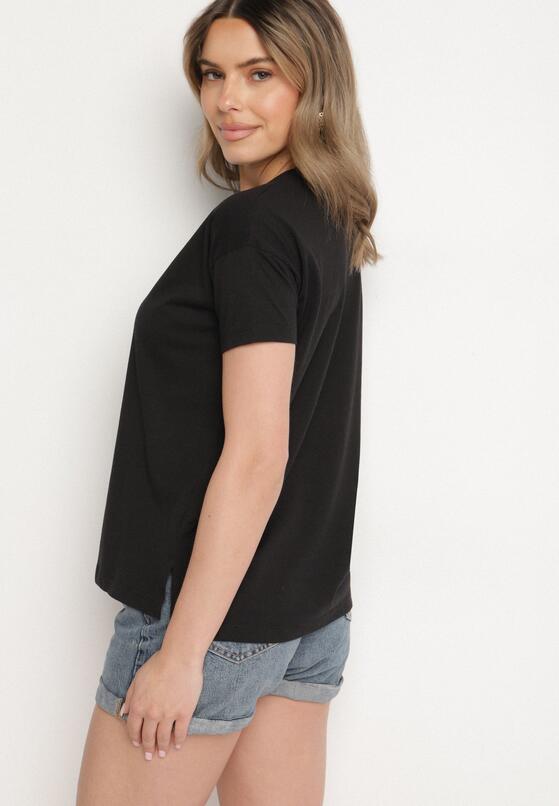 Czarny Klasyczny T-shirt Oversize z Bawełny Zivassa 3