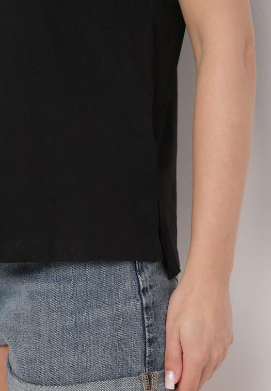 Czarny Klasyczny T-shirt Oversize z Bawełny Zivassa 5