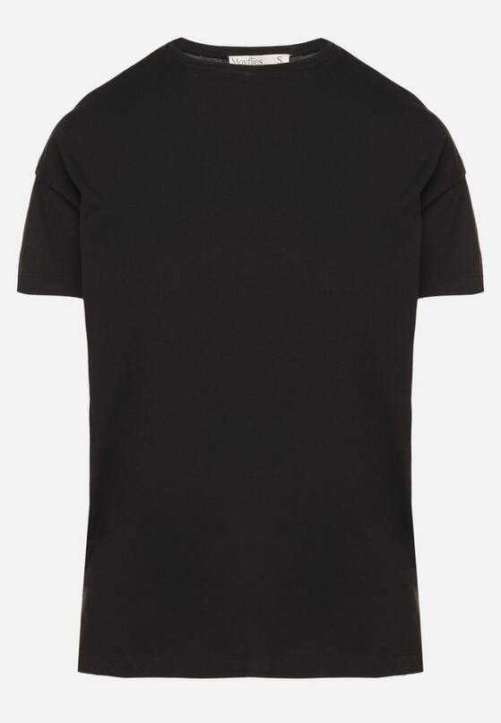 Czarny Klasyczny T-shirt Oversize z Bawełny Zivassa 6