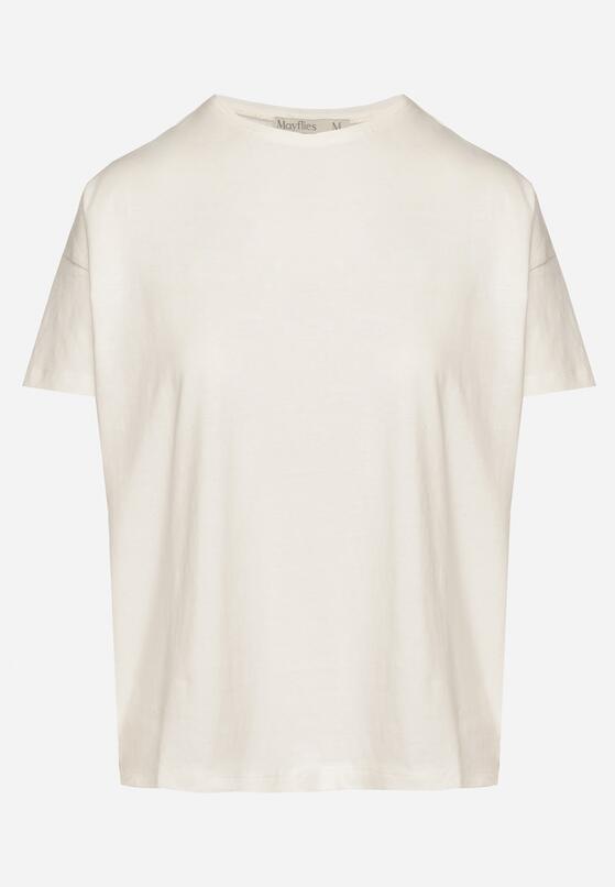 Beżowy Klasyczny T-shirt Oversize z Bawełny Zivassa 6