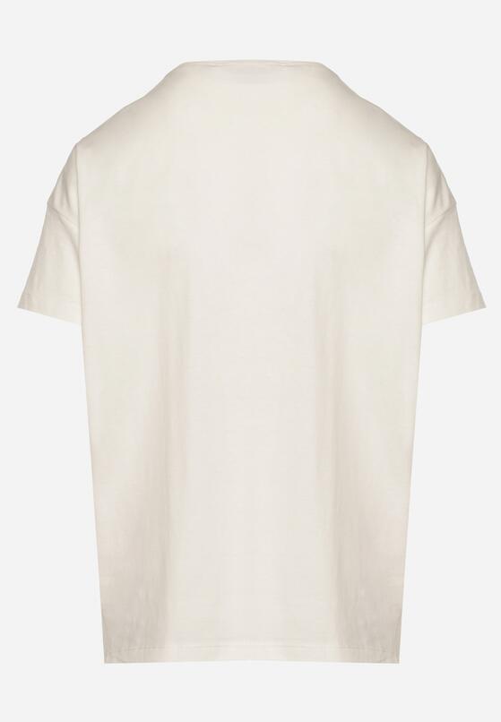 Beżowy Klasyczny T-shirt Oversize z Bawełny Zivassa 7