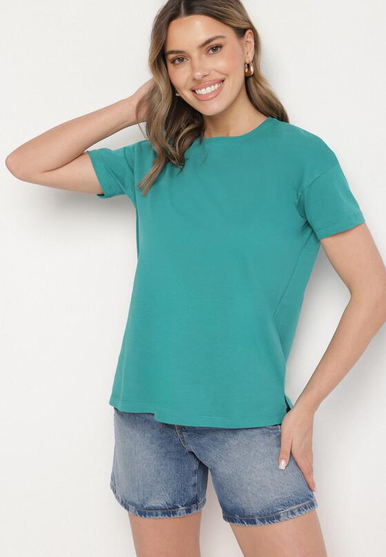 Zielony Klasyczny T-shirt Oversize z Bawełny Zivassa 2