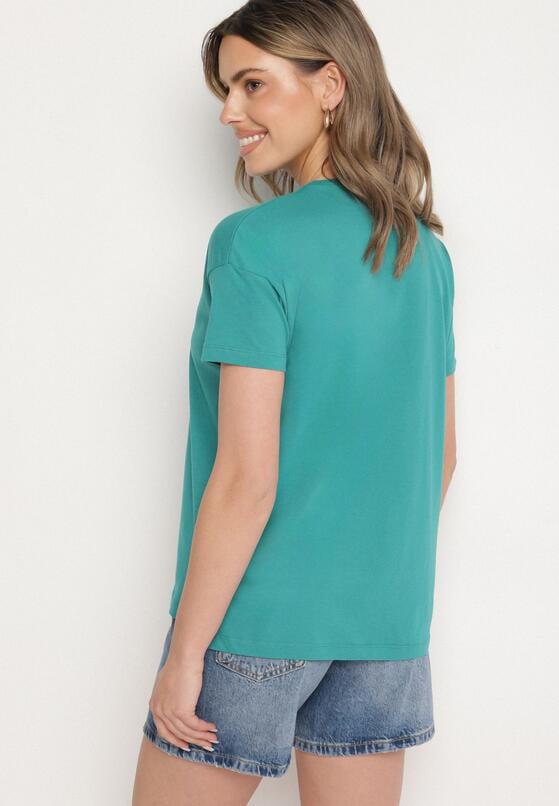 Zielony Klasyczny T-shirt Oversize z Bawełny Zivassa 3